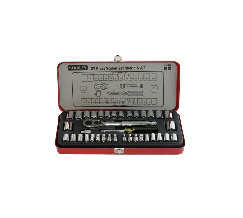 37-PC STANLEY Socket Wrench Set, 1/4" & 3/8” DR