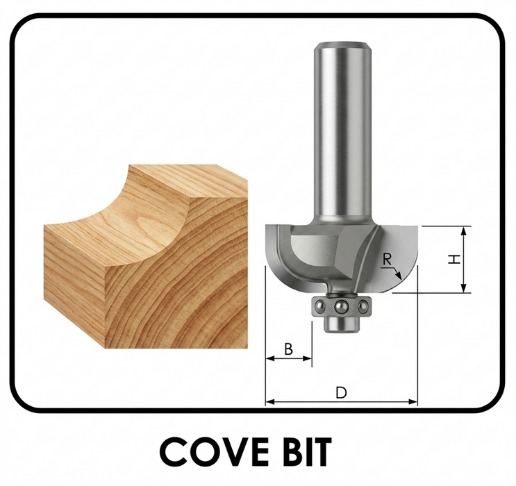 Powercraft Cove Bit with Bearing – Router Bit