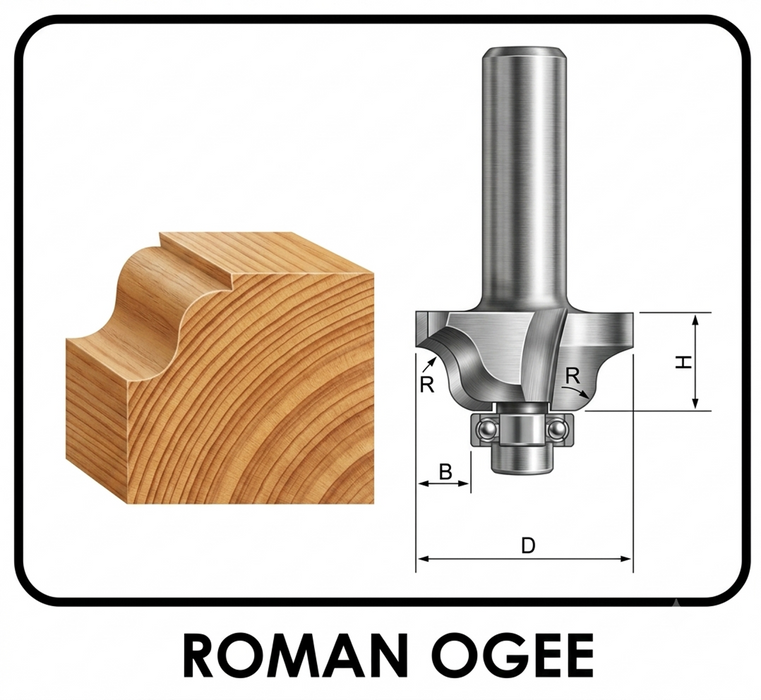 Powercraft Roman Ogee with Bearing – Router Bit