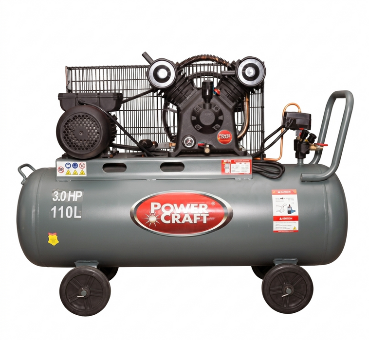Powercraft Belt Driven Horizontal Air Compressor – PAC 20100H, PAC 30110H, PAC 101280V2S