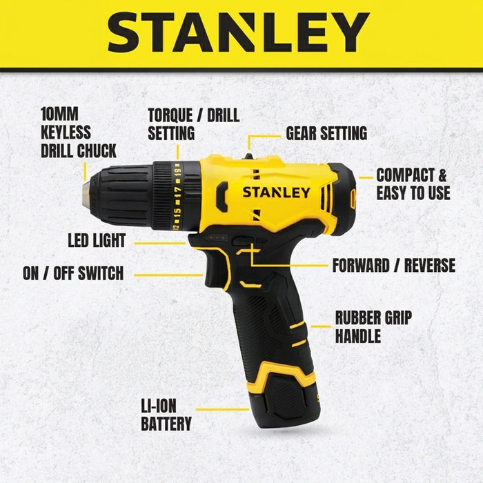 STANLEY 12V Drill Driver Cordless - SCD10D2K