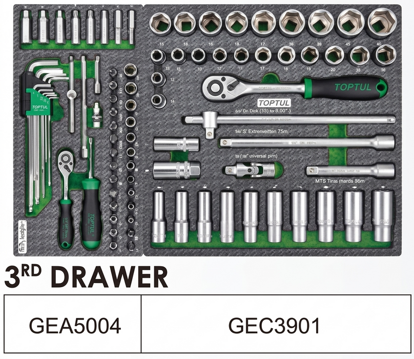 Toptul W/8-Drawer Tool Trolley - 322PCS Mechanics Tool Set