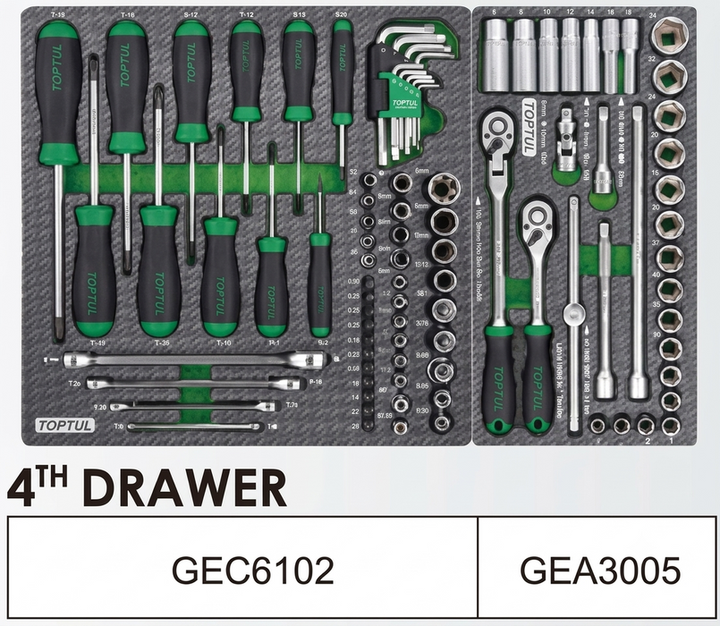 Toptul W/8-Drawer Tool Trolley - 322PCS Mechanics Tool Set