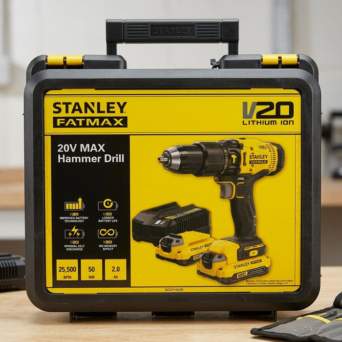 STANLEY V20 Cordless Brushed Hammer Drill- SCD711D2K