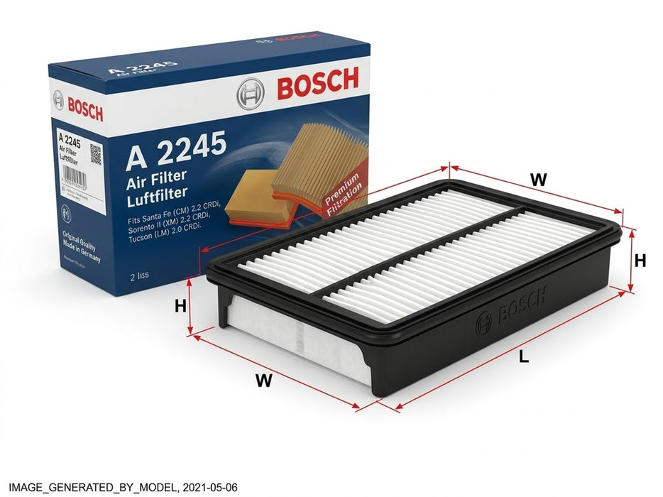 Bosch Air Filter Insert, Element – A 2213, AO 225, AK 239, AY240, A 2245, A 2342