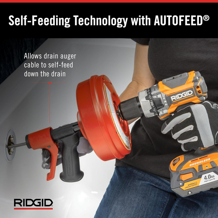 RIDGID Drain Cleaning POWER SPIN+ with AUTOFEED®