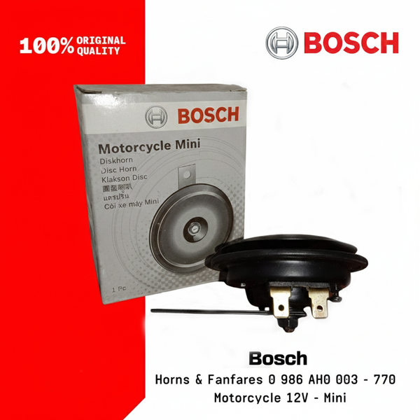 Bosch Compact Disc Horn - Motorcycle Mini (Black), 12V